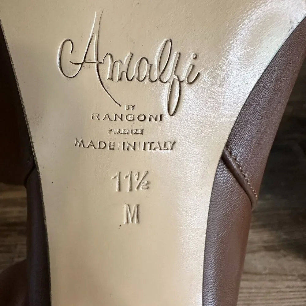 Womens Amalfi By Rangoni‎ Isole Brown Leather Chelsea Ankle Boots Size 11.5 M